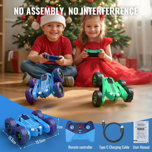 2.4Ghz 15km/h 360 4WD 3-12 MaxTronic Fast Direct Charging Remote Control Car with LEDExclusive Dual USB-C Charging