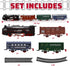 Set deAO Christmas Train Toys for Kids, Toy Train Track Locomotive Engine Battery Powered Railway Kits with Road Signs