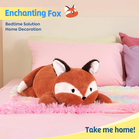 25.6 inch 5 lbs PEACH CAT Fox Weighted Stuffed Animals Large Weighted Plush Soft Plushies Toys Body Pillow Gifts