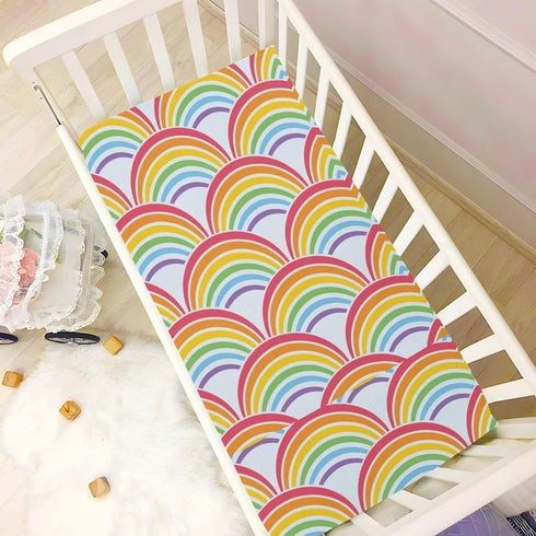 KICPOAY 39 27 Fitted Crib Sheets Colorful Rainbow Stretchy Portable Playard Sheets for Baby Toddler, Breathable Soft