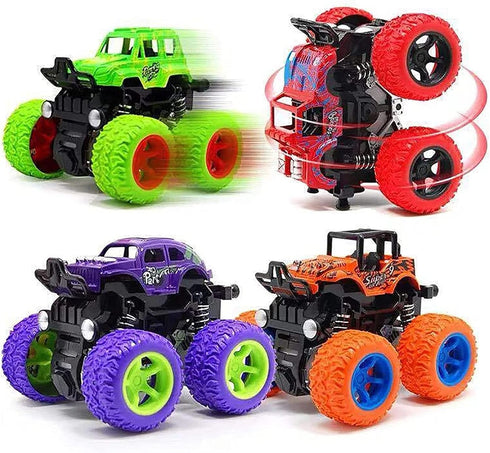 Monster Truck for Boys - 4 Pack Push and Go Friction Powered Car Toys, Inertia Pull Back Vehicle Set