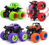 Monster Truck for Boys - 4 Pack Push and Go Friction Powered Car Toys, Inertia Pull Back Vehicle Set
