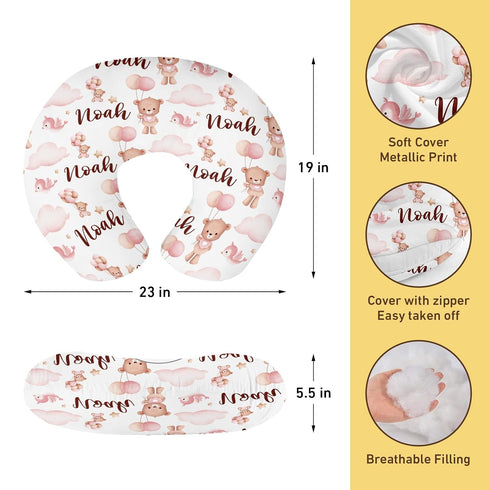 Dyoart Custom Baby Nursing Pillow Cover for Nursing, Bear Pattern Removable Nursing Covers for Breastfeeding Pillows