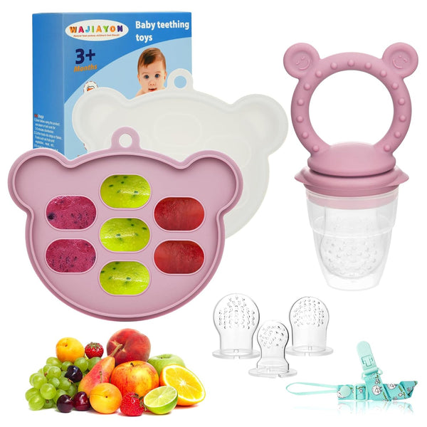 WAJIAYON Baby Breastmilk Popsicle Molds & Baby Fruit Feeder (2 Pack), Infant