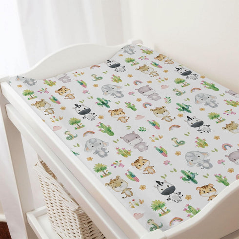 African Safari Animals Changing Pad Covers, Soft Stretch Fitted Baby Changing Table Sheets for Boy Girl, 32''x16''