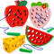 Wooden Lacing Toys for Toddlers 3-5, Plane Activities Car Travel Toys, Montessori Educational Learning Threading Toys