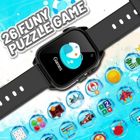 OVV Kids Waterproof Smart Watch - Boys Girls Age 3-12 with 26 Games, 1.44'' HD Touch Screen, Music Player