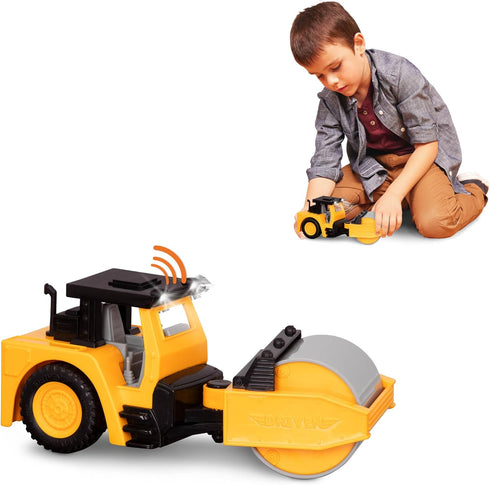 DRIVEN by Battat Micro 1:24 Scale Steam Roller, Realistic Construction Truck Toy with Lights & Sounds for Kids 3+