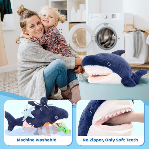 6Pcs 5 MaoGoLan Soft Shark Stuffed Animals with Sea Animals Inside - Bulk Plush Toys Stuffed Shark Stingray Octopus