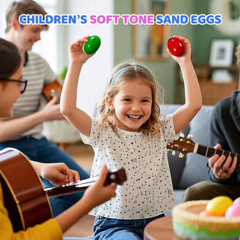 jhwsxtek 6 Pack 1-3 Easter Basket Stuffers, Eco-Friendly Woode Percussion Musical Shaker, Toddlers Stocking Stuffers