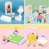36PCS Set 4 5 3 4 5 6, HAPGFS Wooden Dollhouse Furniture with Flexible Family Dolls - Room Realistic Doll House