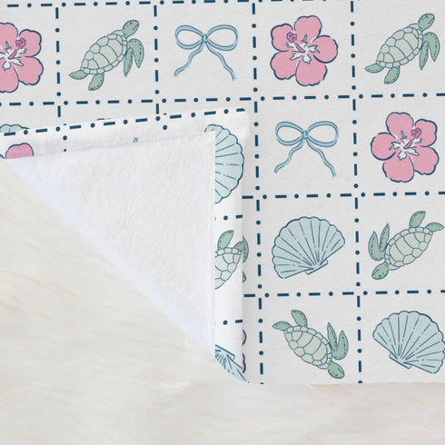 Selgkds Summer 60x80inch Boho Sea Turtles Seashells Bows Baby Blankets for Girl Boy Infant Newborn Toddler Nursery Crib