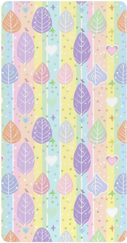 miaozhen Cotton Crib Sheets for Baby Boys Girls Ultra Soft Leaves Cartoon Unisex