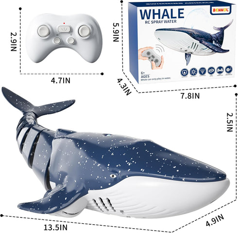 2.4Ghz 1:18 4 5 6 7 8 9 Remote Control Whale Shark Toys for Boys Kids, Scale High Simulation Whale Shark for Pool