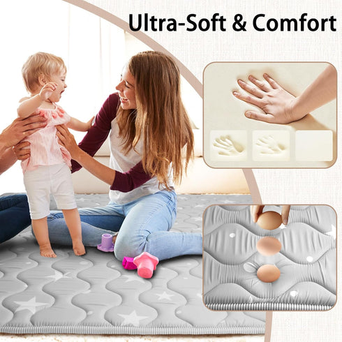 50x50 Baby Play Mat, Playpen Mat, Thick Soft Foam Playmats for Baby, Foldable and Washable Crawling Mat for Floor (Gray