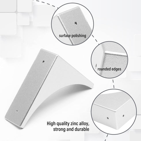 BokWin Metal,4 2.56 Inch Silver Box Corner Protector Pcs Decorative Corner Brackets with Screws,Safety Edge Guard