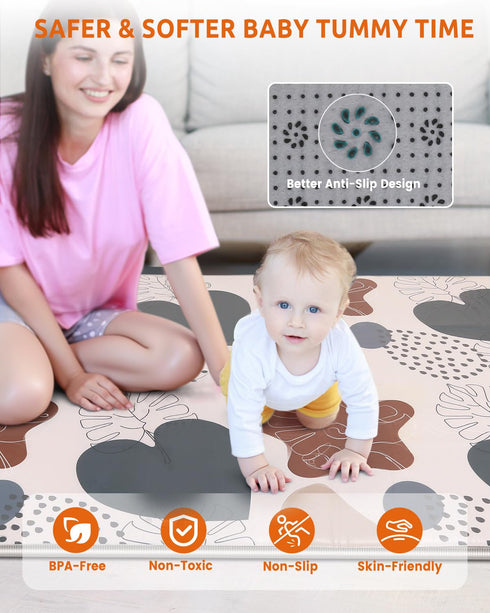 ZUVVIA 74x50 1 inch Playpen Mat Foam Thick, Thicker & Waterproof Baby Playpen Mat for Floor Playing, One-Piece Crawling
