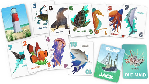 GO Fish Untamed Oceans Card Game for Kids 4-8 - Play Old Maid & Slap Jack - Family Game Night Fun