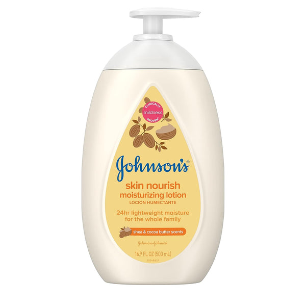 Johnson's Baby Skin Nourish Moisturizing Lotion - Dry Skin with Shea & Cocoa Butter, 16.9 Fl. Oz