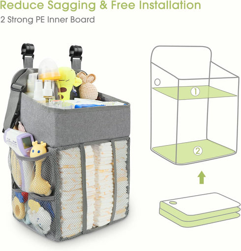 52+ 18.5" 10.5" 8" Maliton Changing Table Diaper Organizer - Baby Hanging Diaper Stacker Nursery Caddy Organizer