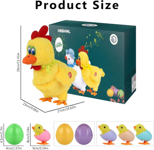 hbbhml Plush Electric Stuffed Laying Egg Chicken Toy Doll with Sound Music Easter for Boys Girls
