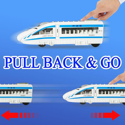 Set, 3 Pack 4 OTONOPI Toy Train Die-cast Bullet Train with Magnetic Connectors, Subway High Speed Locomotive Toy Car