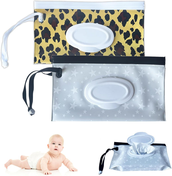 Denlydom Baby Wipe Dispenser, Portable Baby Wipe Holder Refillable Wet Wipes Container for