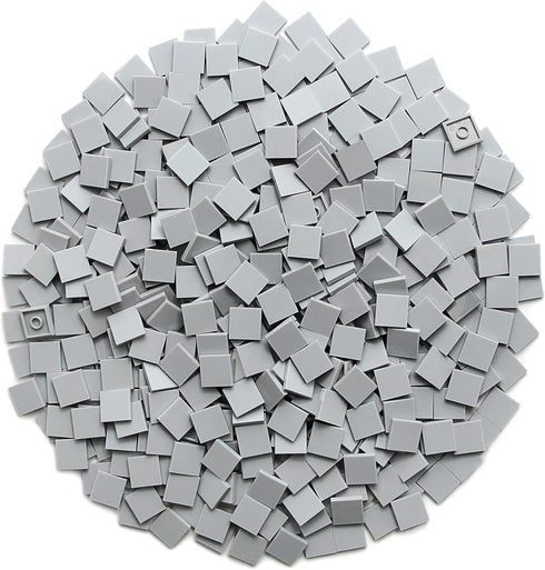 Light Bluish Gray 2×2 Tile, 500 Parts and Pieces Flat MOC Bricks, Bulk Building Blocks for Major Brands