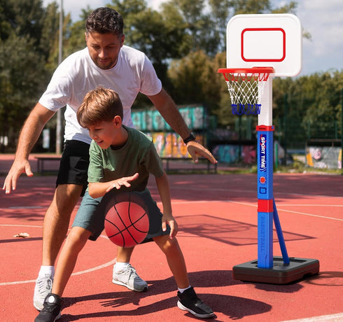 55" 3-5, HYES Toddler Basketball Hoop, Height Adjustable Basketball Hoop for Kids Kids Basketball Goal, Indoor Outdoor