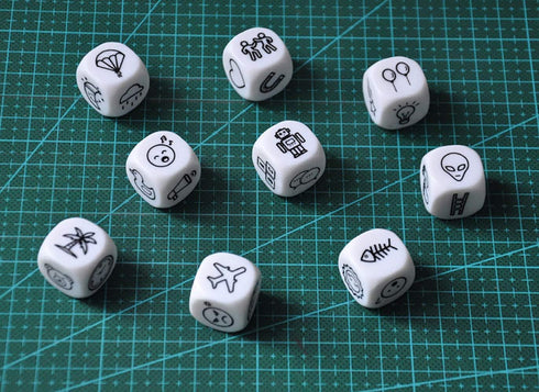 DIY Happy Story Dice, 9 Cubes Toys with 54 Images for Unlimited Story Combinations, Iconic Storytelling Game for Kids