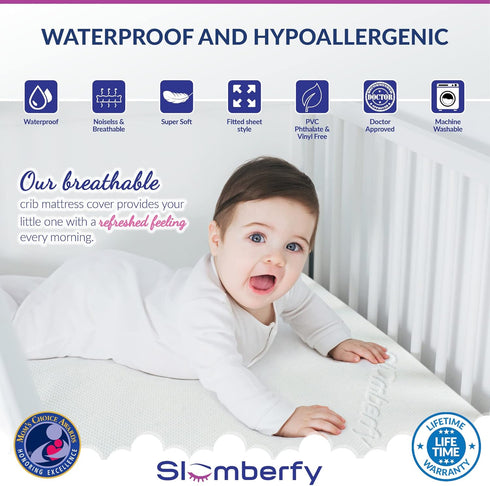 '-27x39 inches Mini Crib Mattress Protector by Slumberfy, Waterproof and Hypoallergenic Mattress Protector for Babies