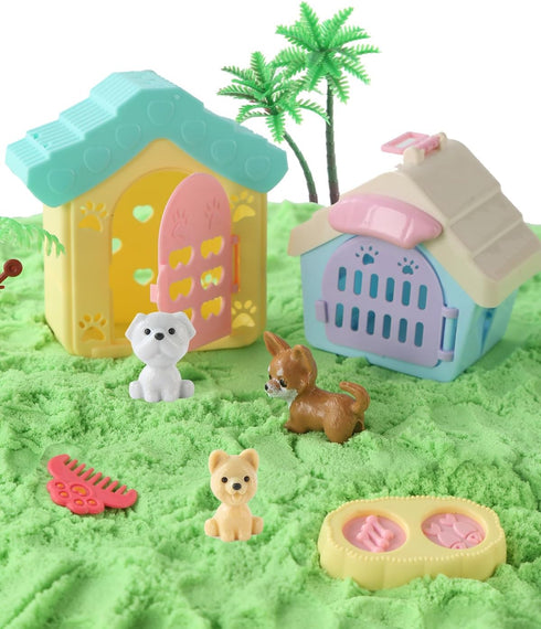 sikmcle 36 PCS Pet Sensory Bin Moldable Sensory Sand Kit and Sandbox with Lid Dog and Cat Toddler Toys for Kids Gifts