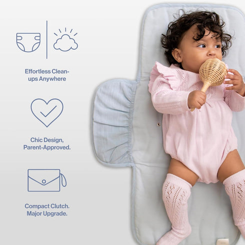 Toddlekind Mini Maven Portable Changing Pad Travel Diaper Clutch for Babies, Organic Cotton & Water-Resistant, Compact