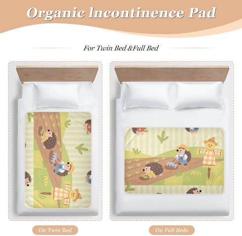 siphylline 52" 34" Cartoon Farmer Hedgehogs Green Extra Large Resuable Diaper Mats Waterproof Washable Potty Training