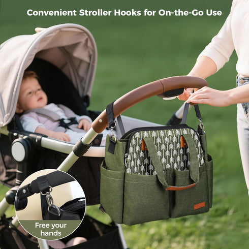 17 Lekebaby Diaper Bag Tote for Baby - Pockets Large Travel Diaper Tote with Portable Changing Pad, Mom Crossbody