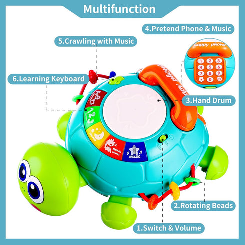 6 12 12 Tummy 8 9 10 Baby Toys to Months Crawling Turtle Musical Infant Toy for Months Old Light Up Time Toys Early