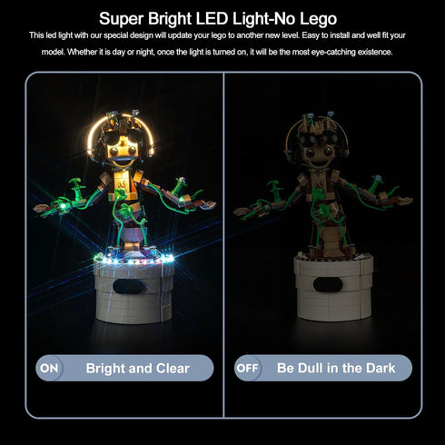 BrickBling LED Light for Dancing Groot, Creative Lighting Compatible with 76297 (Music Version)