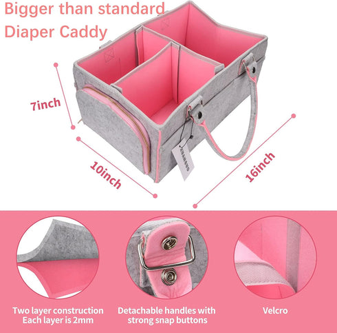 Baby Diaper Caddy Organizer for Girl Boy Large Nursery Storage Bin Basket Portable Holder Tote Bag for Changing Table