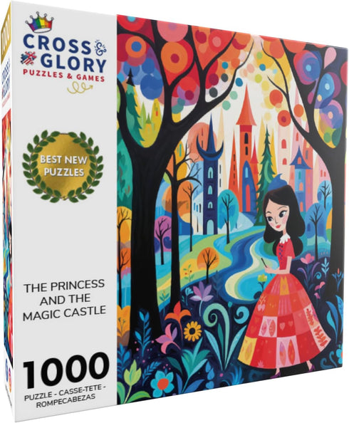 Cross & Glory 1000 Piece Jigsaw Puzzle - The Princess and The Magic Castle, Vibrant Fairytale Artwork