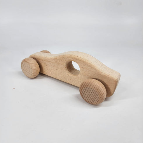 2 Pack Wooden Cars for Toddlers and Babies, Montessori Baby Rattles and Teething Toys