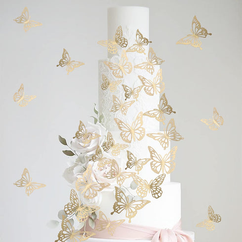 40 PCS Laser 3D Butterfly Cupcake Toppers, Hollow Arts Cake Decorations for Baby Shower Wedding Party Supplies