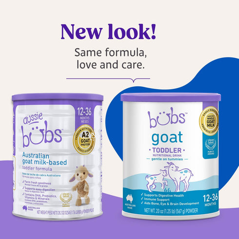 12-36 20 oz Bubs Goat Toddler Nutritional Drink, Non-GMO Whole Goat Milk-Based Gentle Formula, for Kids Months