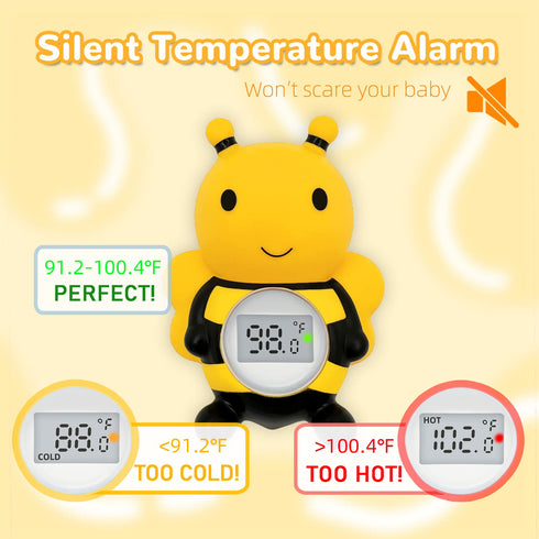 Baby Bath Thermometer Floating Toy, Safety Water Temperature Thermometer for Bathtub - Newborn Baby Shower Gift (Bee)