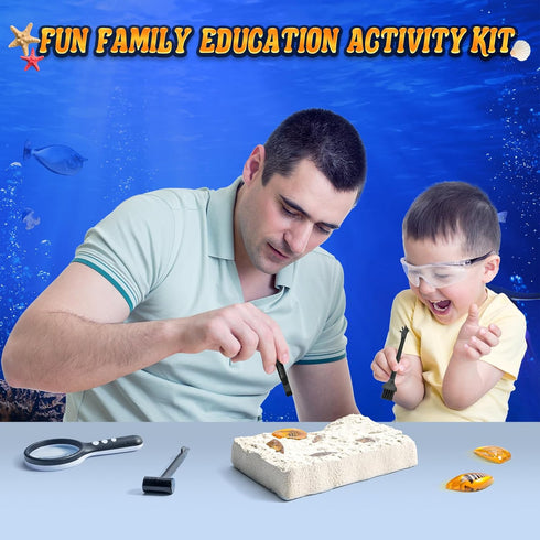 GobiDex Sea Life Amber Dig Kit, Educational STEM Activities for Kids Age 6-12, Dig Up 6 Real Shellfish