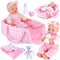 AuntyFey 12" Baby Doll Set, Baby Doll Bassinet with Accessory for Girl