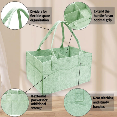 GINUMWA 2 Pack Diaper Caddy Organizer, Portable Baby Caddy Organizer with Handle, Collapsible Nursery Storage Bin
