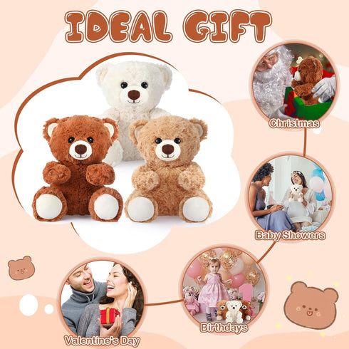 Liliful 8 Pieces 8 Inch Bear Stuffed Animal Bulk, Soft Plush Toys for Baby Shower Christmas Birthday Party Gifts