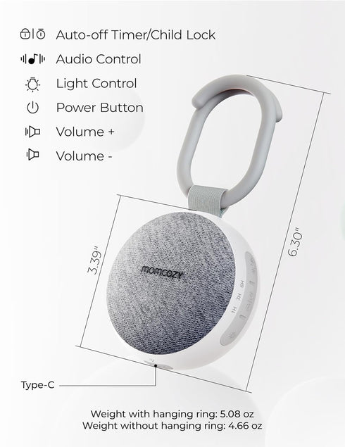 Momcozy 20 Portable Sound Machine with Night Light, White Noise Sound Machine for Baby, Soothing Sounds, Sound Therapy