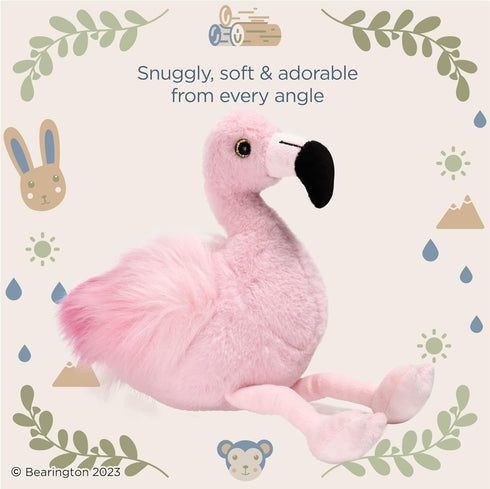 Bearington Flamingo Stuffed Animal: Pink Plush Faux-Fur, Premium Fill, Feathery Tufted Tail, Realistic Details; Perfect Birthday for Bird Fans and Kids of All Ages; 8.5 inches (Fifi)