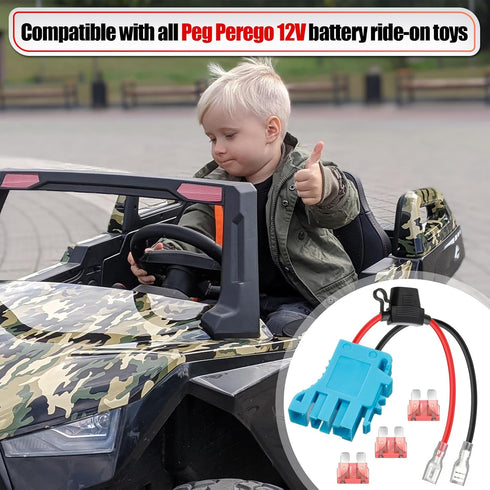 Saillong 2 Pack 12 AWG Wire Harness Connector Replacement for Peg-Perego 12 Volt SLA Battery Ride On Toys